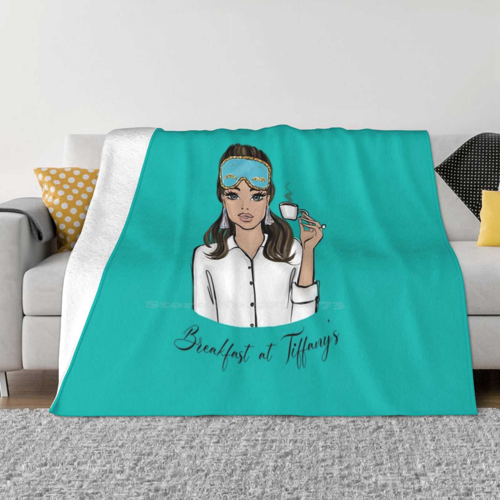 Fancy Breakfast Fashion Girl Illustration Fashion Soft Warm Flannel Blanket Breakfast At Fancy Breakfast Coffee Time Sleeping 30x40in