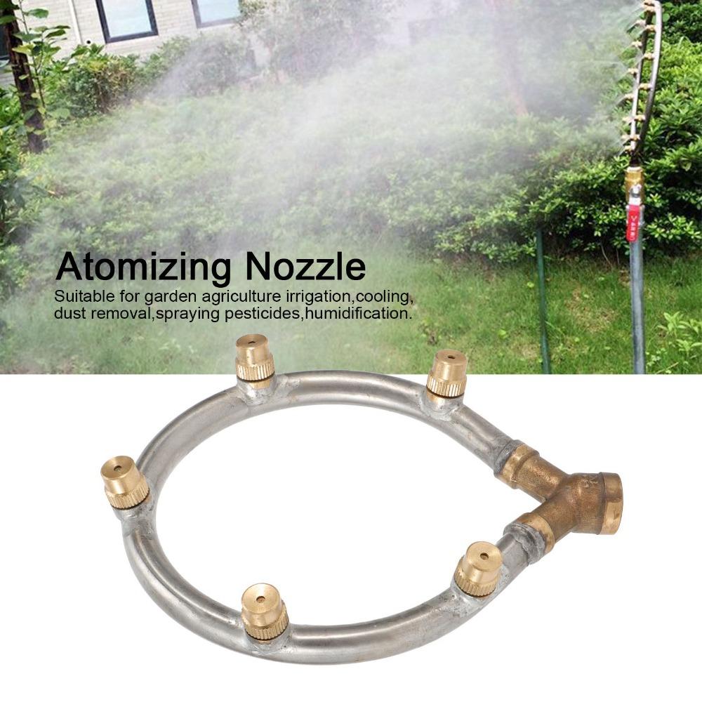 Irrigatore Circolare da Giardino in Acciaio Inossidabile 5 Testine Ugello Nebulizzatore per Raffreddamento Esterno