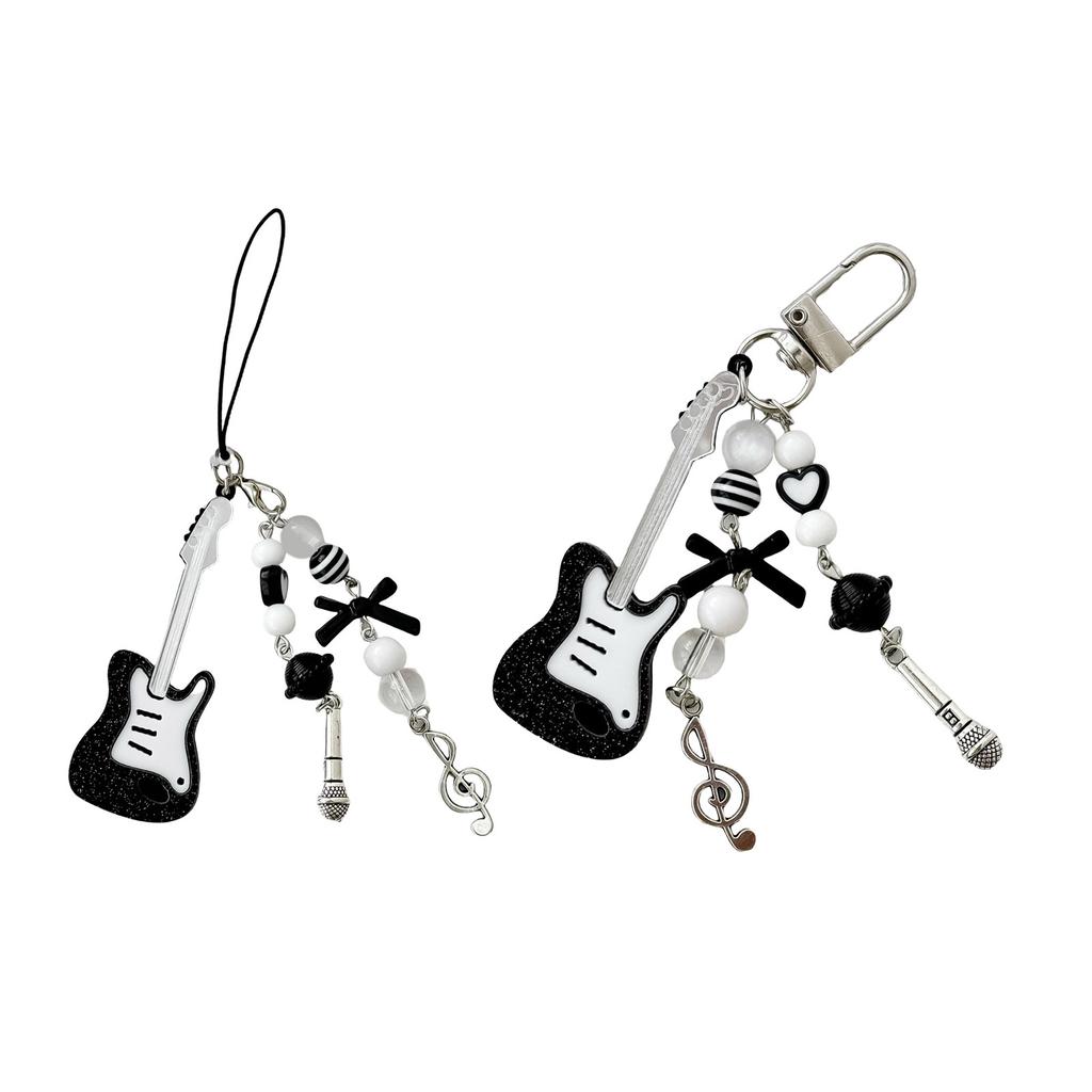 Aesthetic Music Guitar Keychain Cuteness Keyrings Hanging Pendant Suitable for Girls and Women Music Lovers Present