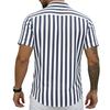 Men's Linen Short Sleeve Shirt Striped Button Down Casual Lightweight Breathable Open Front Collared Top for Summer Daily Wear