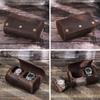 Retro Crazy Horse Leather Watch Box: Portable Travel Storage for Couples