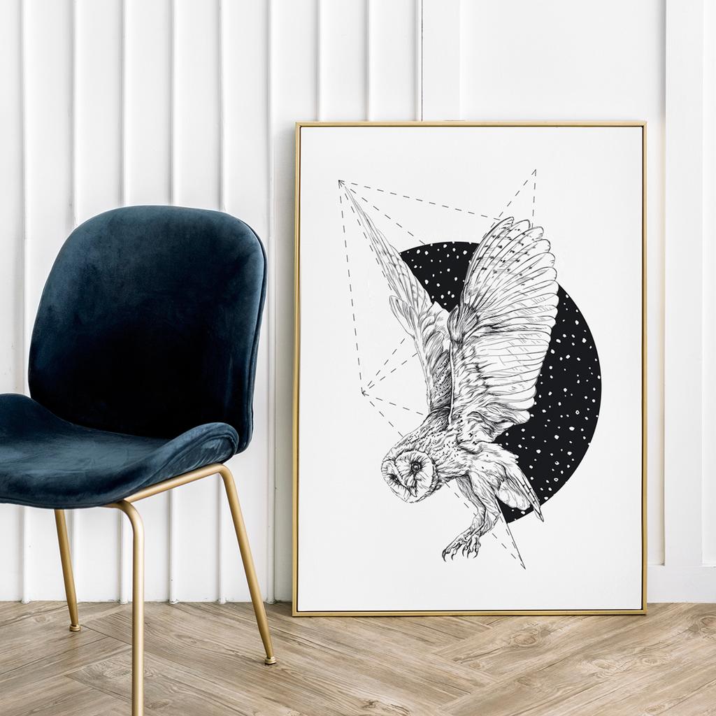 Poster Black and White Owl Moon