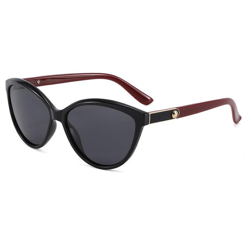 Women's Retro Polarized Leather-Inlaid Sunglasses - High-End UV Protection