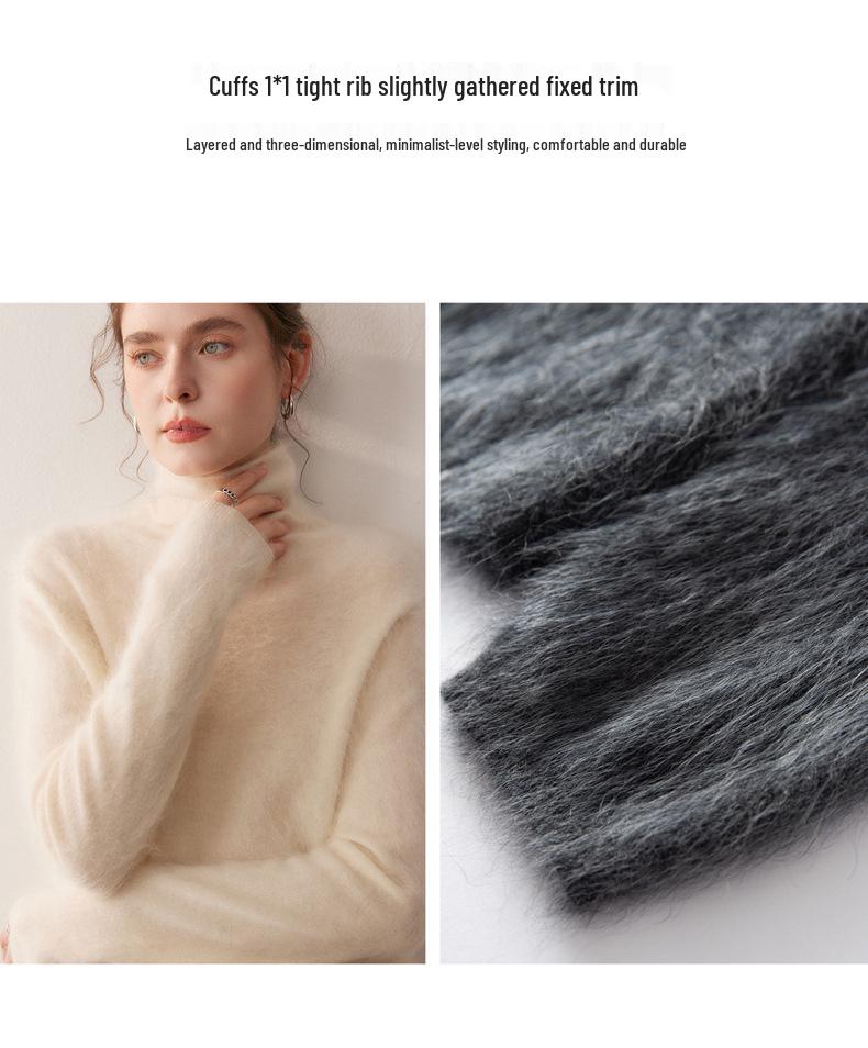 Women's 100% Pure Cashmere High Neck Sweater - Loose, Warm, Long Sleeve Knit Base Layer for Autumn/Winter