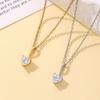 Copper Real Gold Plated Love Heart Zircon Pendant Necklace Women Classic Sweet Light Luxury High-end Temperament Collarbone Chain Jewelry Gift