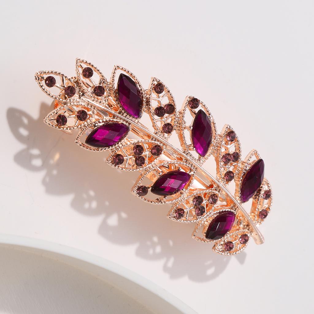 Beauty Women Fashion Hair Clip Creative Leaf Crystal Alloy Rhinestone Barrette Hairpin Headband Korean Hair Accessories