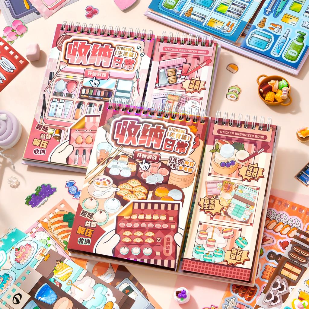 Food-Themed Sticker Book, Creative Miniature Scene Collection, Fun Stress-Relief Daily Materials, Journal Sticker Book