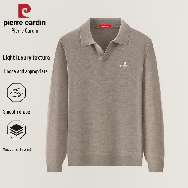 Pierre Cardin Men's 100% Merino Wool Long-Sleeve Knit Polo Shirt