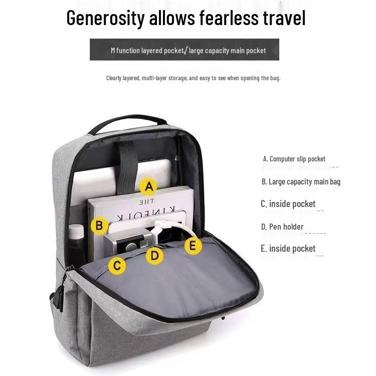 Men's Large-Capacity Logo Backpack: Simple, Fashionable Business & Casual Laptop Bag