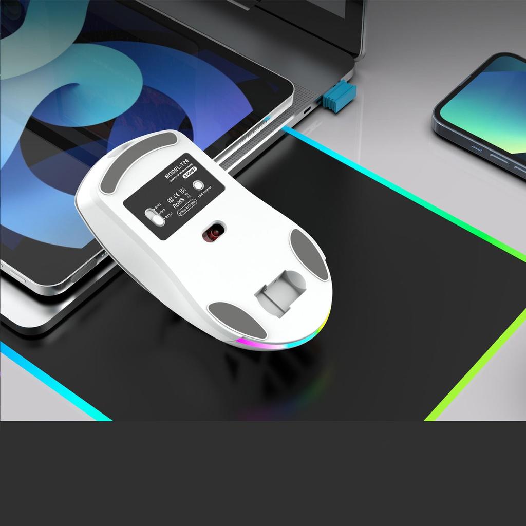 Wireless Gaming 4800 DPI Dual Mode Wireless with RGB Portable Gaming 4 DPI Levels for Laptop PC Mouse, BT5.1/2.4G Mouse, Backlight, Mouse,