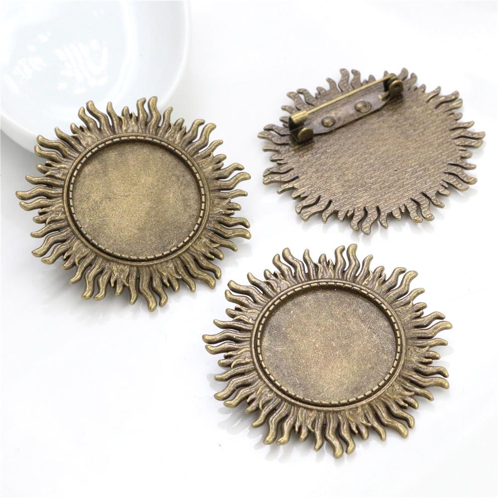 New Fashion 5pcs 25mm Inner Size Antique Silver Plated and Antique Bronze and Antique Gold Color Brooch Cabochon Base Setting