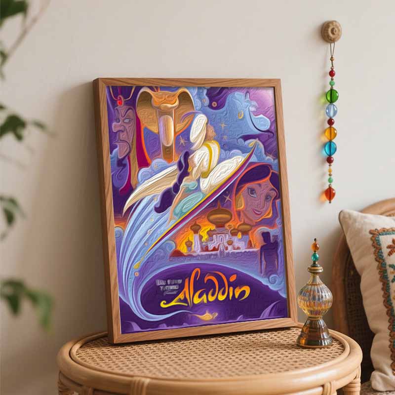 Disney Aladdin movie oil paint by numbers painting kit handmade diy home decor gifts wall art canvas picture for bedroom living room