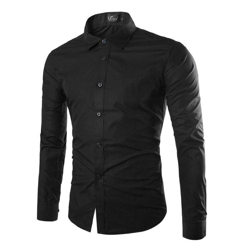 New Men's Fashion Shirt Slim Shirt Hundreds of Solid-coloured Business Casual Long-sleeved Shirt Male