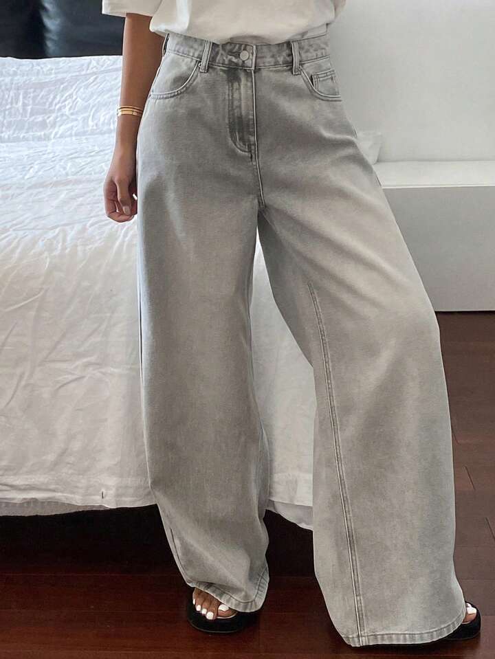 High Waist Straight Jeans Damen Locker Lässig Denim Hose Tägliche Straßenhose