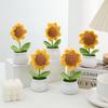 Handmade Crochet Sunflowers Potted Stuffed Plants Finished Woven Bouquet Home Desktop Decor Christmas Graduation Gifts