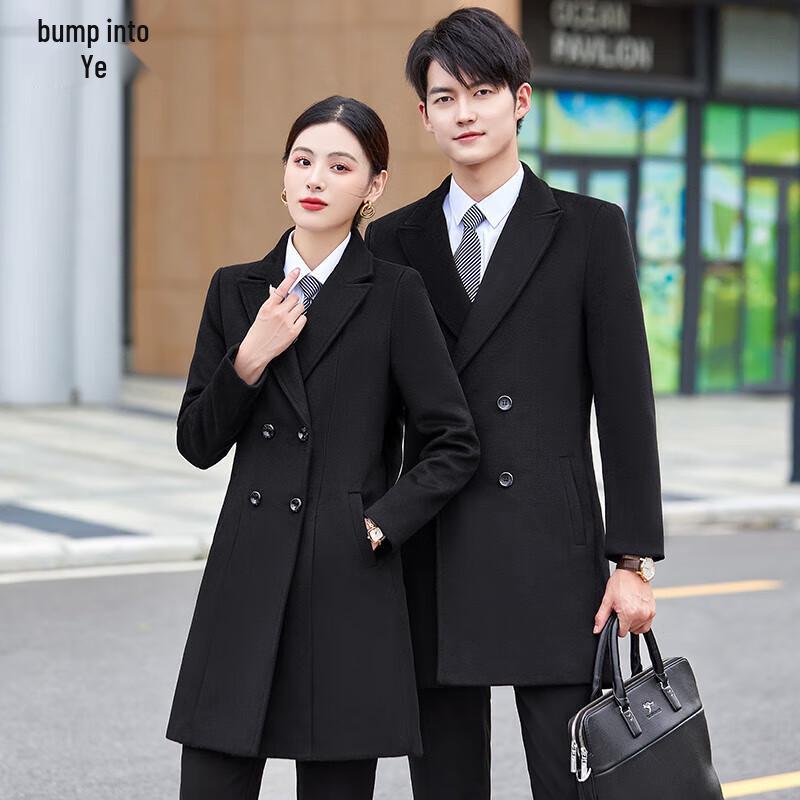 Unisex Thickened Wool Blend Workwear Overcoat 3XL
