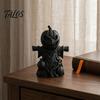 Handcrafted Carved Pumpkin 3D Printed Scarecrow Figurine, Matte Black Halloween Tabletop Atmospheric Party Ornament Decor for Shelf Window Office,