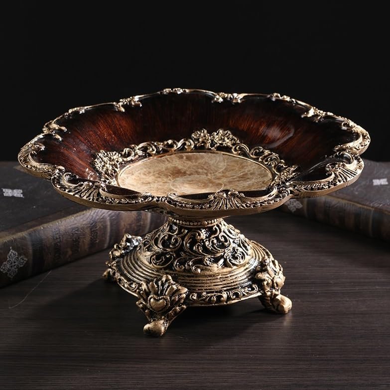 Fruit Bowl Basket European Style Fruit Plate Retro Living Room Candy Plate Large Household Dried Fruit Plate Coffee Table Decoration Ornaments Fruit