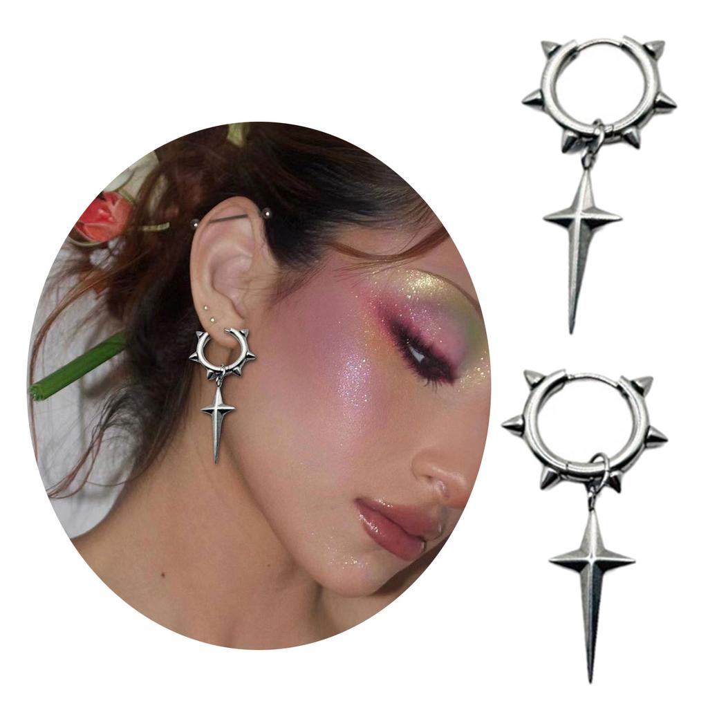 Stainless Steel Ear Rings Unique and Personalized Crucifix Pendant Earrings Adornment Delicate Cone Adorned Ear Rings