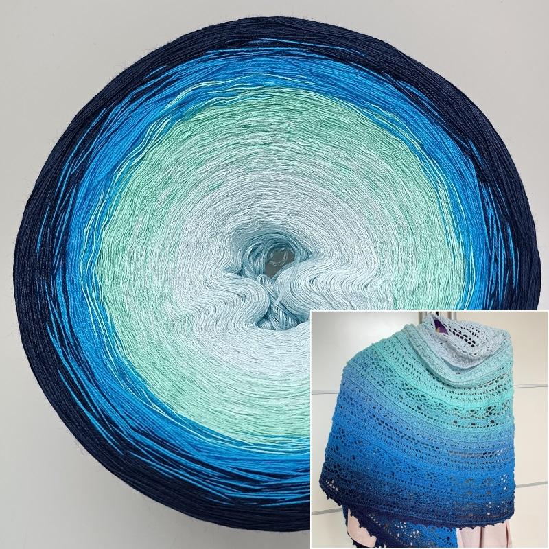 300g Mercerized Cotton Yarn Gradient Color Long Section Dyed Hand Wound Mixed Strand Cake Thread DIY Hand Knitted Shawl Scarf