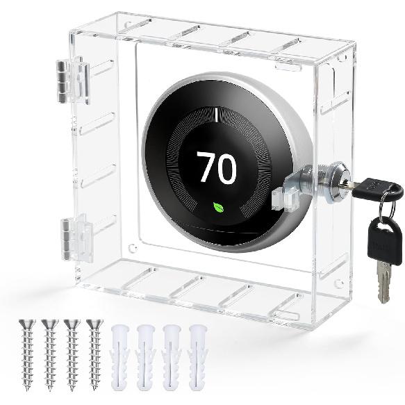 Защитный бокс для термостата с ключом, Универсальная крышка для термостата с замком, Маленький защитный бокс для термостата, Прозрачный защитный бокс для кондиционера, совместимый с Nest