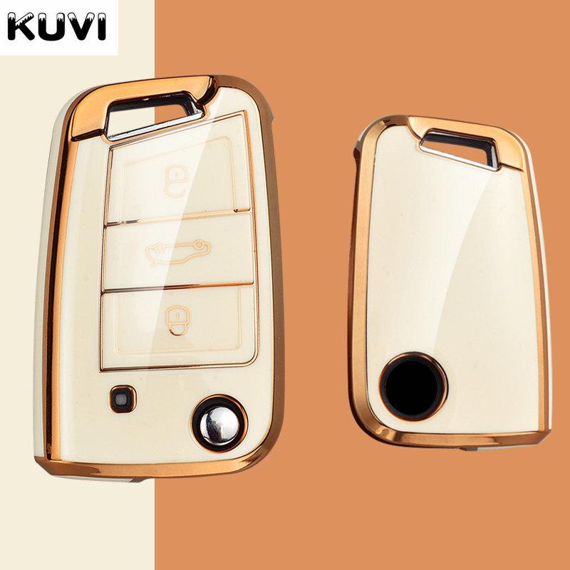 TPU Bilnøkkeldeksel Skall Fob For VW Volkswagen Golf 7 MK7 Tiguan MK2 For SEAT Ateca Leon FR 2 Ibiza For Skoda Octavia