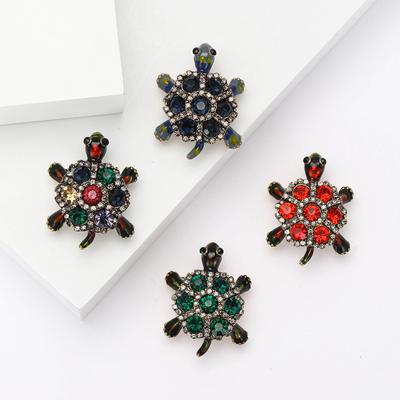 Fashion Retro Alloy Rhinestone Little Turtle Brooch Creative Light Luxury Men'S And Women'S Clothing Corsage Jewelry Pin