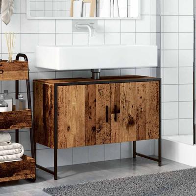 Bathroom Vanity Cabinet with Rustic Wood Effect 31.5 X 13 X 23.6 In (L X W X H) Engineered Wood
