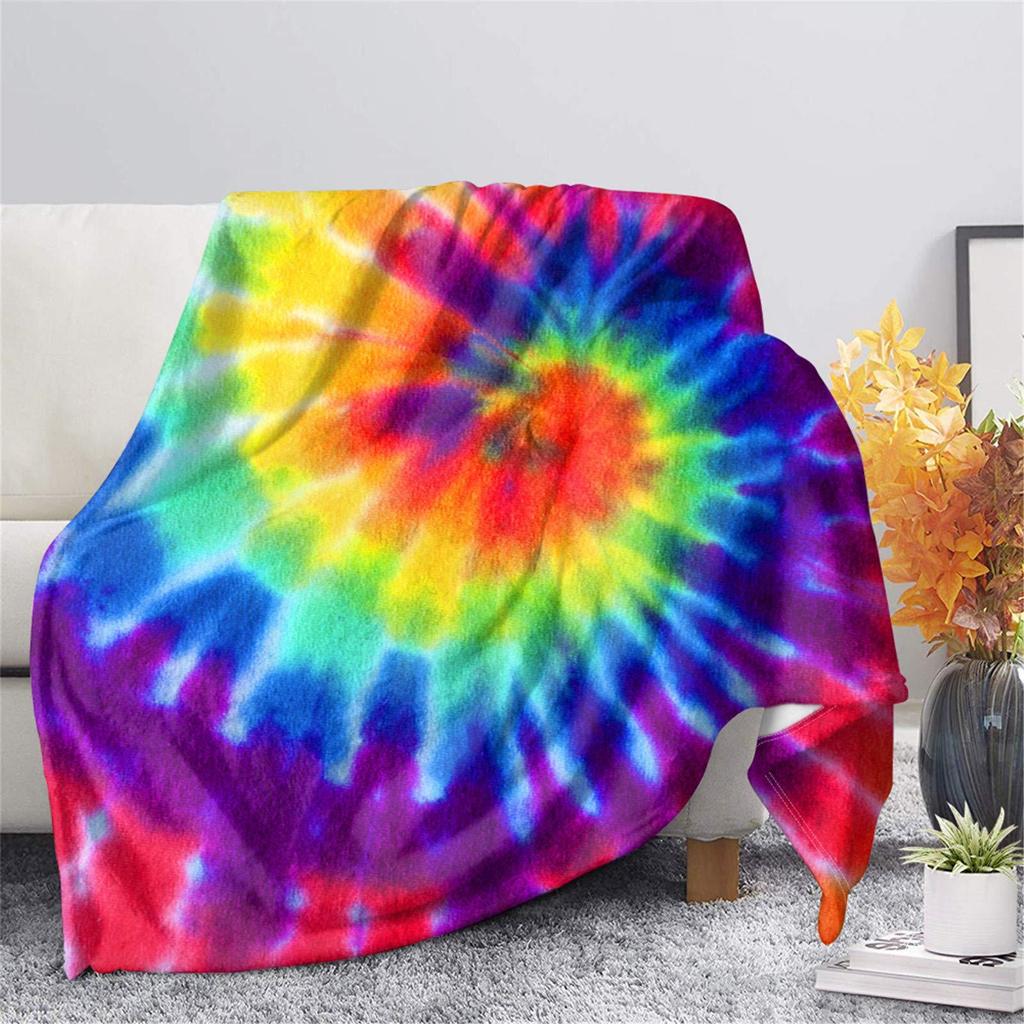 Rainbow tie-dye digital printing flannel blanket super soft blanket air conditioner sofa blanket
