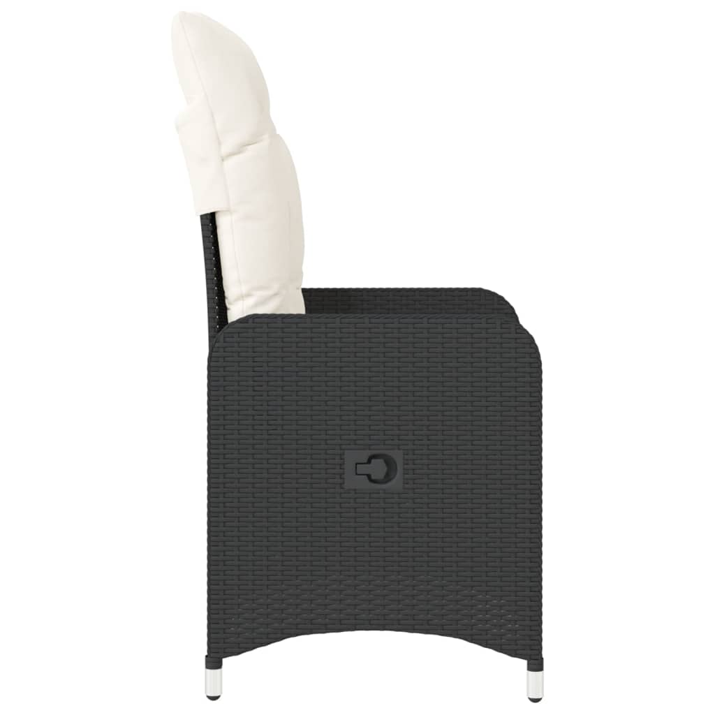 Garden Chair with Cushions 2 pcs Adjustable Black Poly Rattan