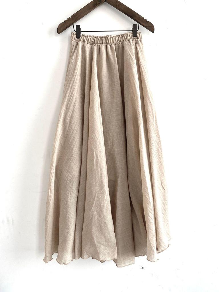 2025 Linen Blend Ruffle Hem Midi Skirt, Spring/Summer Collection, Available in 4 Colors and 2 Sizes, Casual & Versatile Design