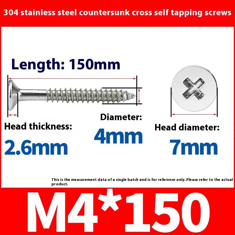 5/10Pcs M4 Lengthening Flat Head Tapping Long Wood Screw Stainless Steel Cross Countersunk Head Self Tapping Screws