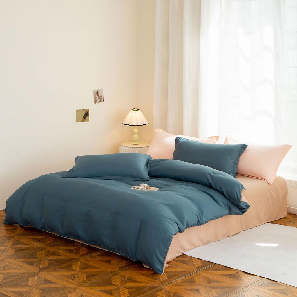 Fashion Polyester Solid Color Sheet Duvet Cover Set Single Double Bed Size Skin Friendly Machine Washable