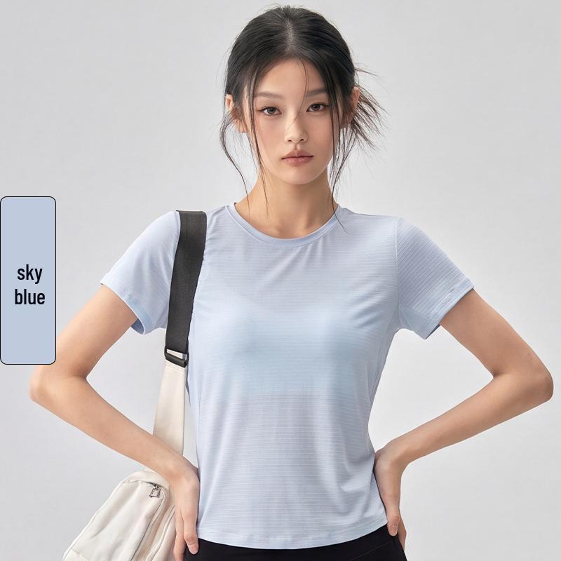 Women's Lightweight Cross-Cutout Yoga T-Shirt - Breathable Textured Short Sleeve Slim Fit for Summer Fitness