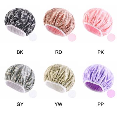 Women Waterproof Bath Hat Elastic Shower Hair Covers Bathing Caps Beanie Beauty Perm Cap Dustproof Hair Cap Bathroom Accessories