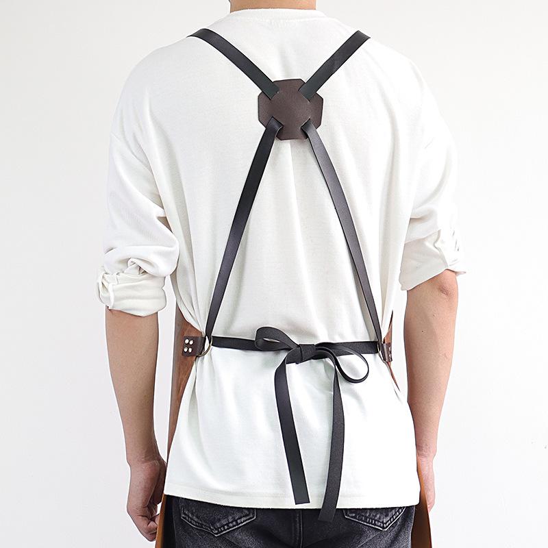 Pu Leather Apron Waterproof And Oil-Proof Apron Waist Wine Bottle Cover Outdoor Barbecue European And American Retro Crazy Horse Leather Apron