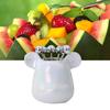 Fruit Fork Storage Jar Cute Animal Shape Ceramic Fork Holder Jar with 6 Stainless Steel Fruit Fork for Home Kitchen