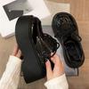 New Black Platform Heightened British Style Small Leather Shoes Spring Single Shoes Platform Retro Mary Jane
