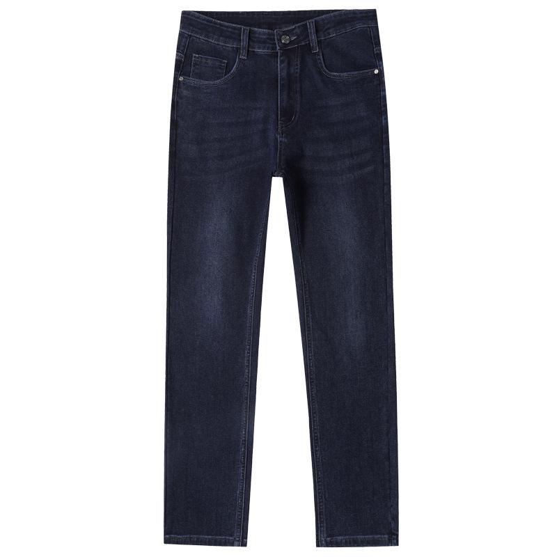 Winter Thick High-Quality Jeans Men'S Straight Leg Cotton Elastic Brushed Bottom Warm Business Casual Men'S Denim Pants