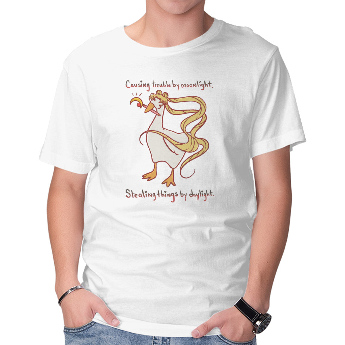 Unisex Crew Neck T-Shirt Sailor Goose Graphic Short Sleeve Casual Tee XXXXL