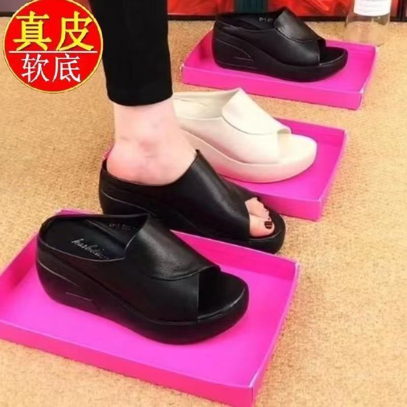 

Foreign trade 2025 summer slope heel cool slippers women s summer wear fashion muffin thick bottom one word cool slippers 35