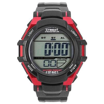 J-AXIS Herren ACY11-RE (10-10 CYBEAT Sportuhr Sun Flame) Runde Uhr aus schwarzem Kunstharz, digital