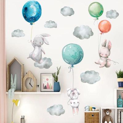 Cartoon Animal Bunny Wall Stickers for Kids Rooms Balloon Decoration Wall Stickers Large Kids Wall Decals