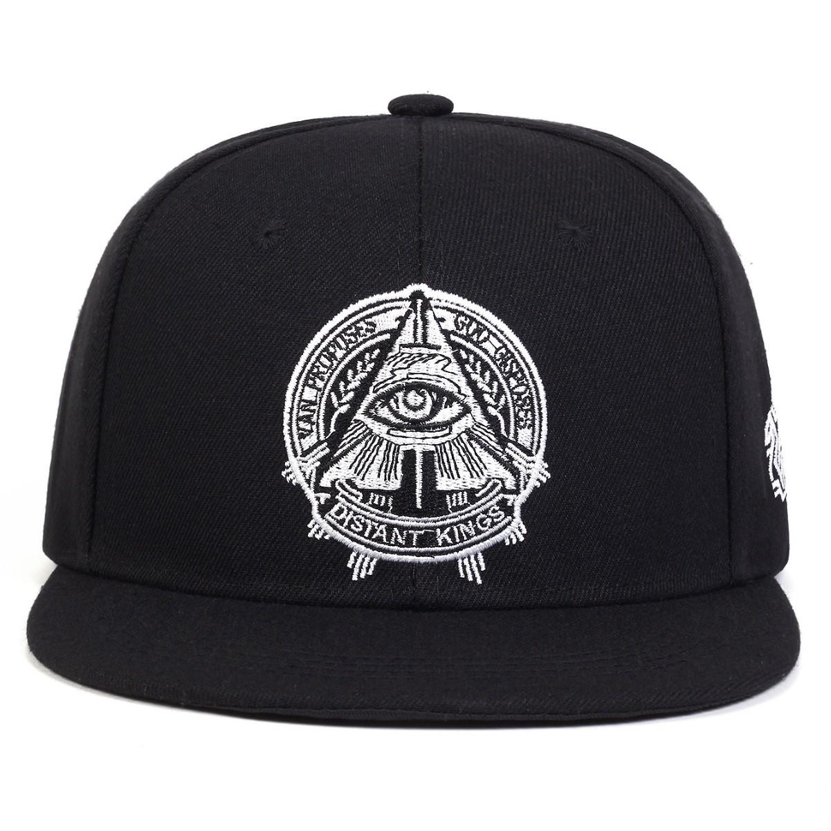 My Extreme Outdoor Activities Men's Black Unisex All-Seeing Eye Embroidered Snapback Hat Hip Hop Flat Brim Baseball Cap For Wo Streetwear Casual Sun Hats 56-60Cm