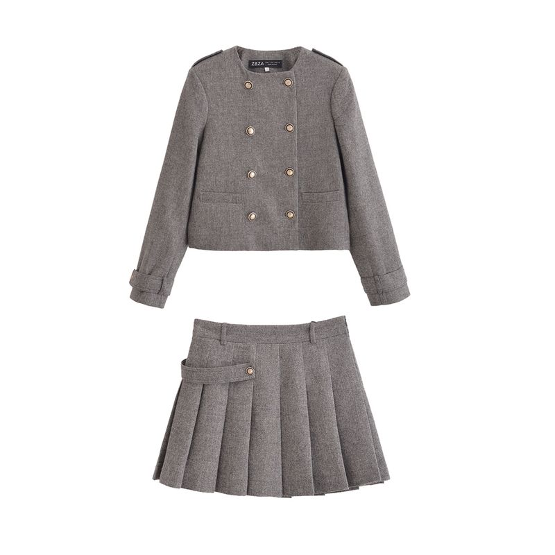 Kaslead New Arrival Women's Fashion Style Decorated Row Button Blended Outwear Skirt 0034250 0034251