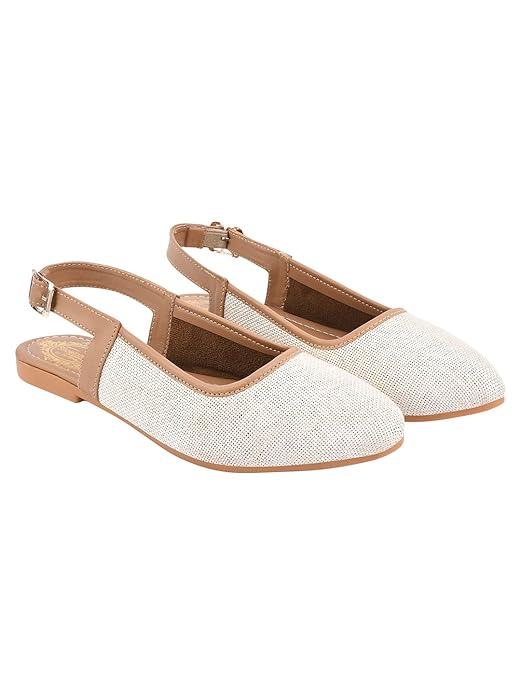 Shoetopia Womens Slingback Ballet Flats Cap Closed Toe Casual Ballerina Shoes with Adjustable Back Strap & Cushioned Insole