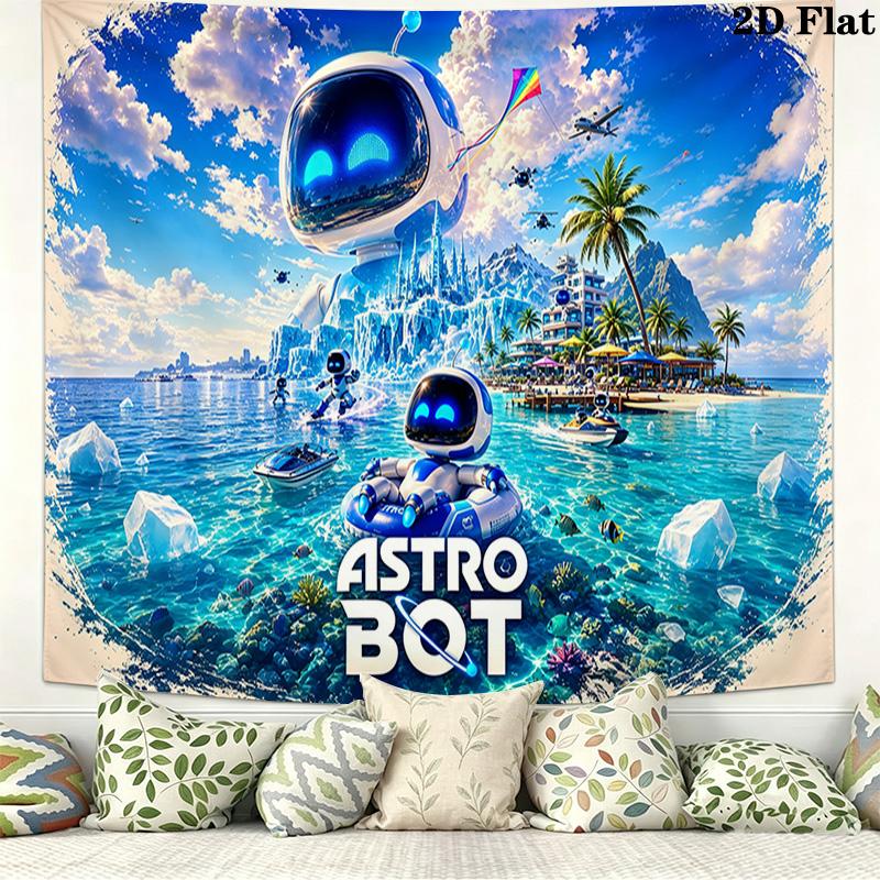 Astro Bot Wandteppich Ästhetische Wandbehang Bedruckter Stoffdecke Dekorative Wandteppiche für Schlafzimmer Wohnzimmer Heimdekoration