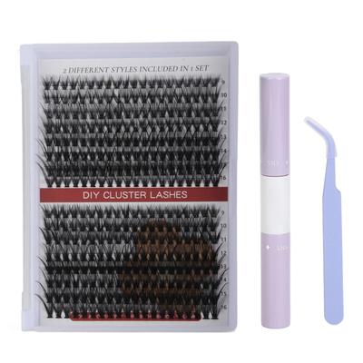 DIY Wimpernverlängerungsset 240 Stück Einzelwimpern 9–16 mm Büschelwimpernverlängerungsset mit 2 ml