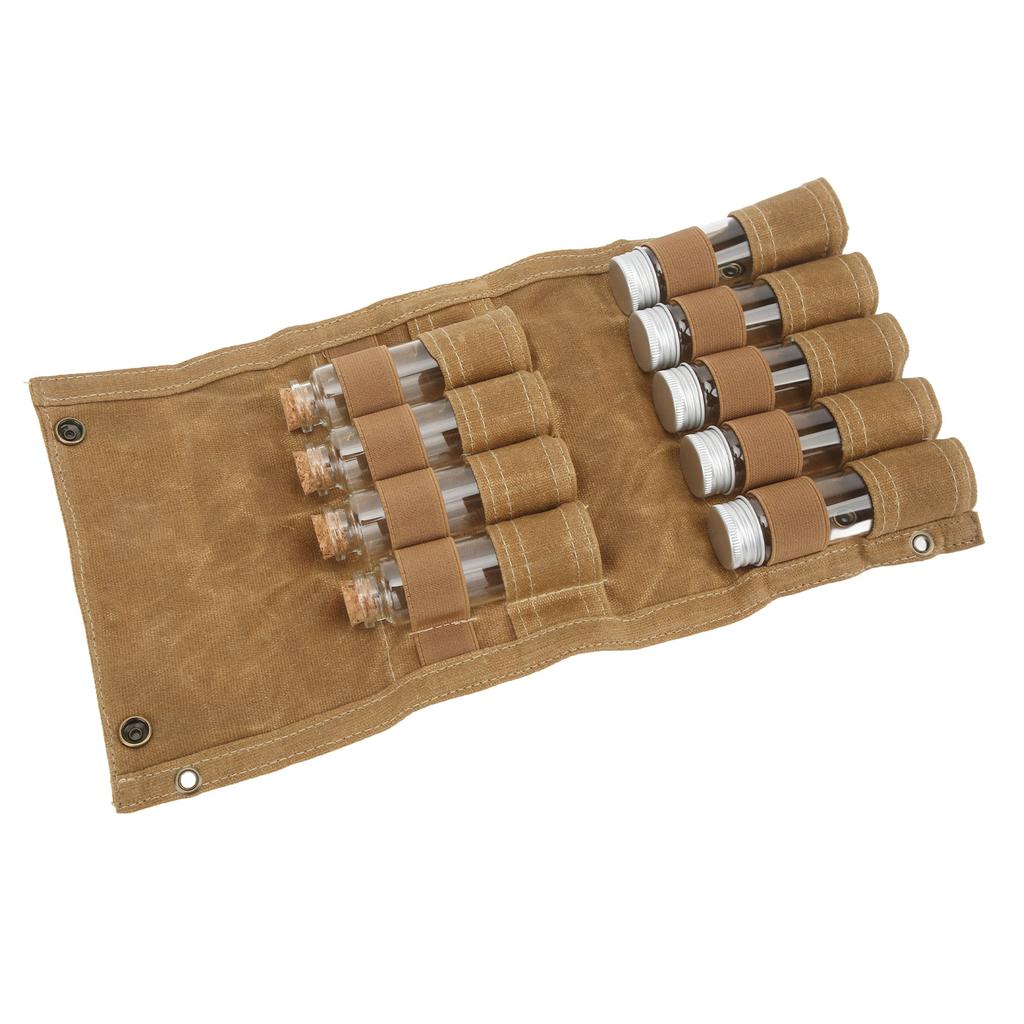 Seasoning Bottle Storage Bag Portable Camping Spice Kit with 9 Spice Jars for Outdoor Camping BBQ Picnic