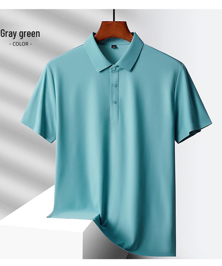 Custom Logo Quick-Dry Seamless Polo: Summer Ice Silk Cool Feel Lapel Short Sleeve Work Shirt